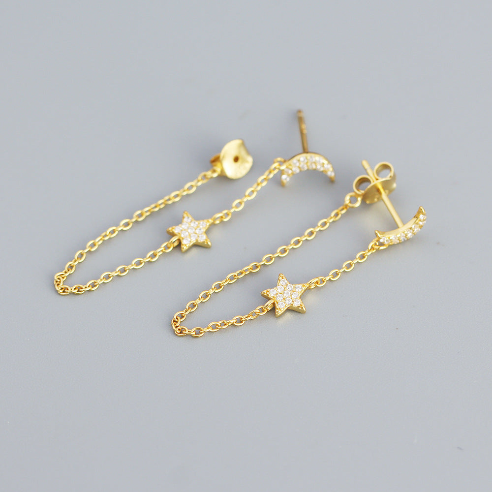 Casual Star Sterling Silver Plating Rhinestones Drop Earrings 1 Pair