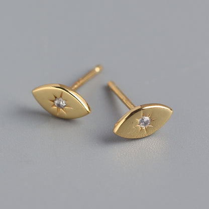 Fashion Eye Sterling Silver Plating Zircon Ear Studs 1 Pair