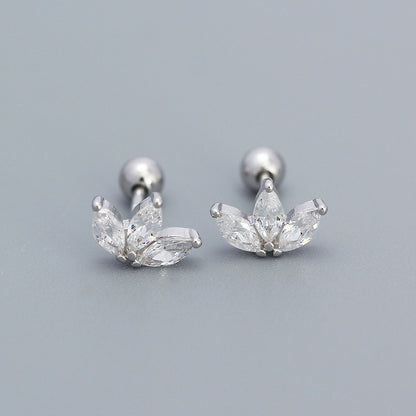 Sweet Flower Sterling Silver Plating Zircon Earrings 1 Pair