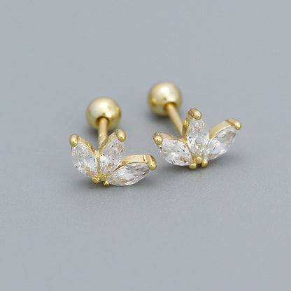 Sweet Flower Sterling Silver Plating Zircon Earrings 1 Pair