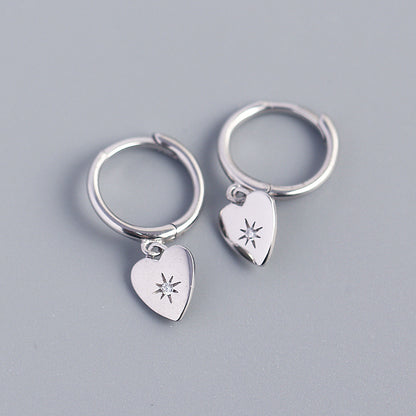 Casual Heart Shape Sterling Silver Plating Rhinestones Earrings 1 Pair