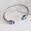 Fashion Round Stainless Steel Inlay Artificial Diamond Bangle 1 Piece