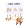 6 Pairs Beach Geometric Alloy Plating Artificial Pearls Shell Women's Earrings