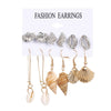 6 Pairs Beach Geometric Alloy Plating Artificial Pearls Shell Women's Earrings