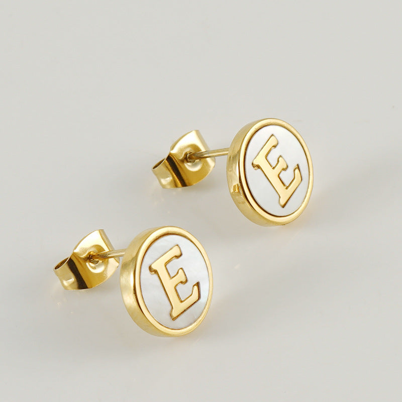 Fashion Letter Titanium Steel Plating Ear Studs 1 Pair