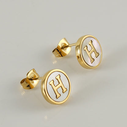 Fashion Letter Titanium Steel Plating Ear Studs 1 Pair