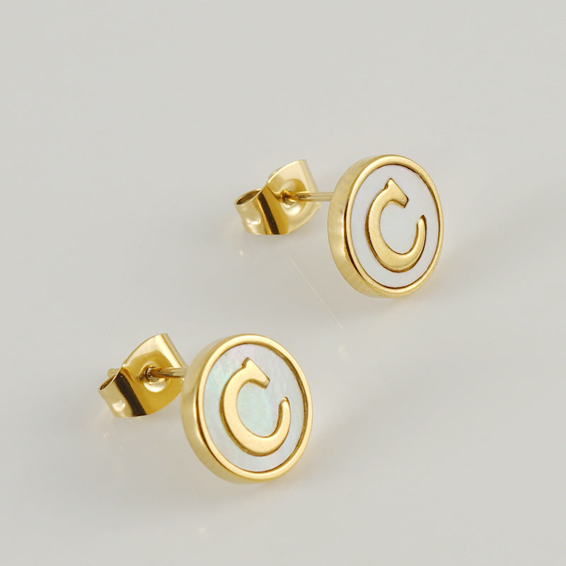 Fashion Letter Titanium Steel Plating Ear Studs 1 Pair