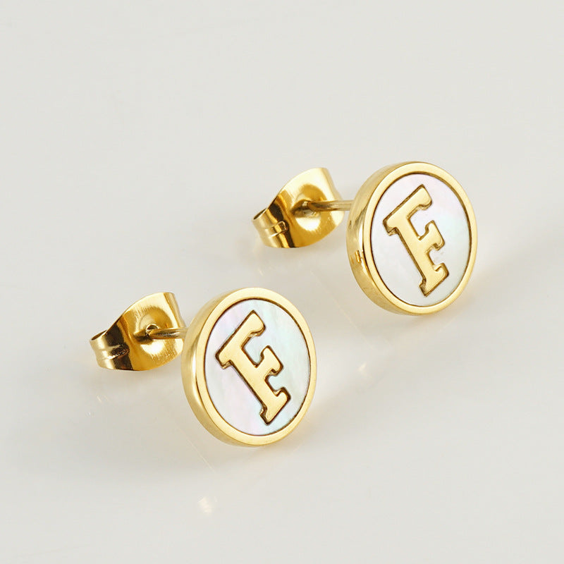 Fashion Letter Titanium Steel Plating Ear Studs 1 Pair