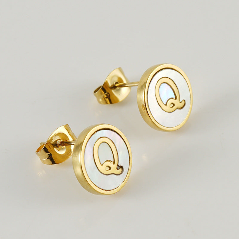 Fashion Letter Titanium Steel Plating Ear Studs 1 Pair