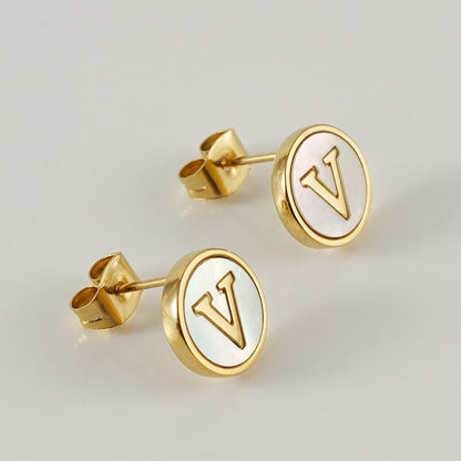 Fashion Letter Titanium Steel Plating Ear Studs 1 Pair