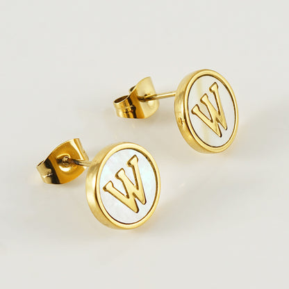 Fashion Letter Titanium Steel Plating Ear Studs 1 Pair