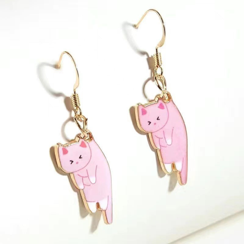 1 Pair Cartoon Style Cat Alloy Plating Women's Drop Earrings