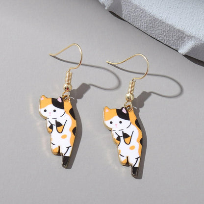 1 Pair Cartoon Style Cat Alloy Plating Women's Drop Earrings