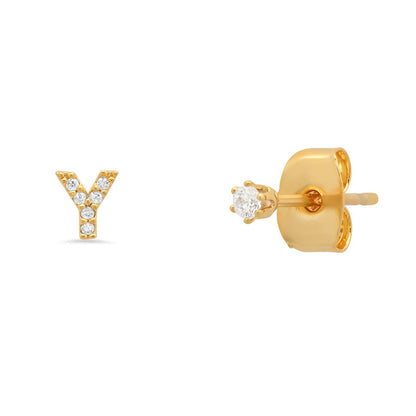 Fashion Letter Sterling Silver Plating Zircon Ear Studs 1 Pair