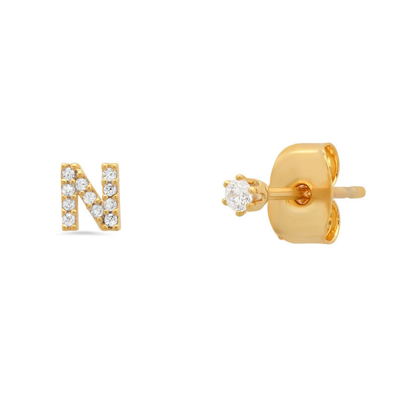 Fashion Letter Sterling Silver Plating Zircon Ear Studs 1 Pair