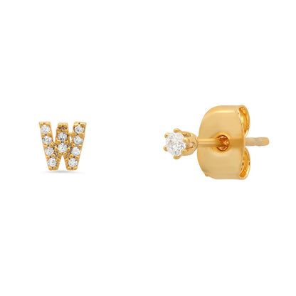 Fashion Letter Sterling Silver Plating Zircon Ear Studs 1 Pair