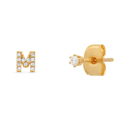 Fashion Letter Sterling Silver Plating Zircon Ear Studs 1 Pair