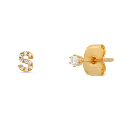 Fashion Letter Sterling Silver Plating Zircon Ear Studs 1 Pair