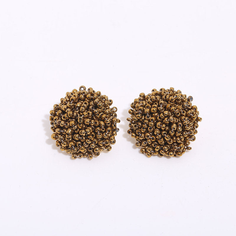 1 Pair Ethnic Style Solid Color Alloy Seed Bead Beaded Women'S Ear Studs