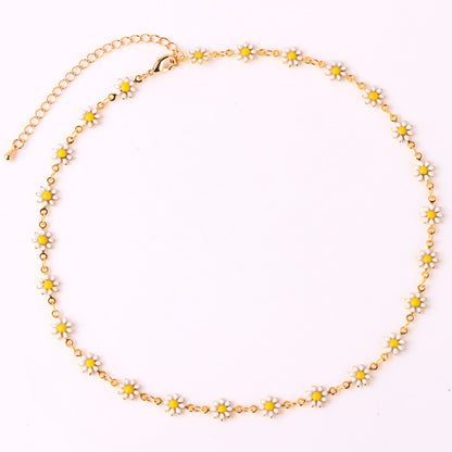 Fashion Flower Brass Gold Plated Necklace In Bulk