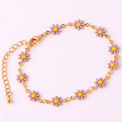 Fashion Flower Brass Gold Plated Necklace In Bulk