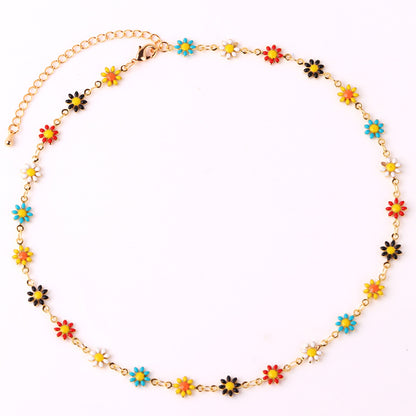 Fashion Flower Brass Gold Plated Necklace In Bulk