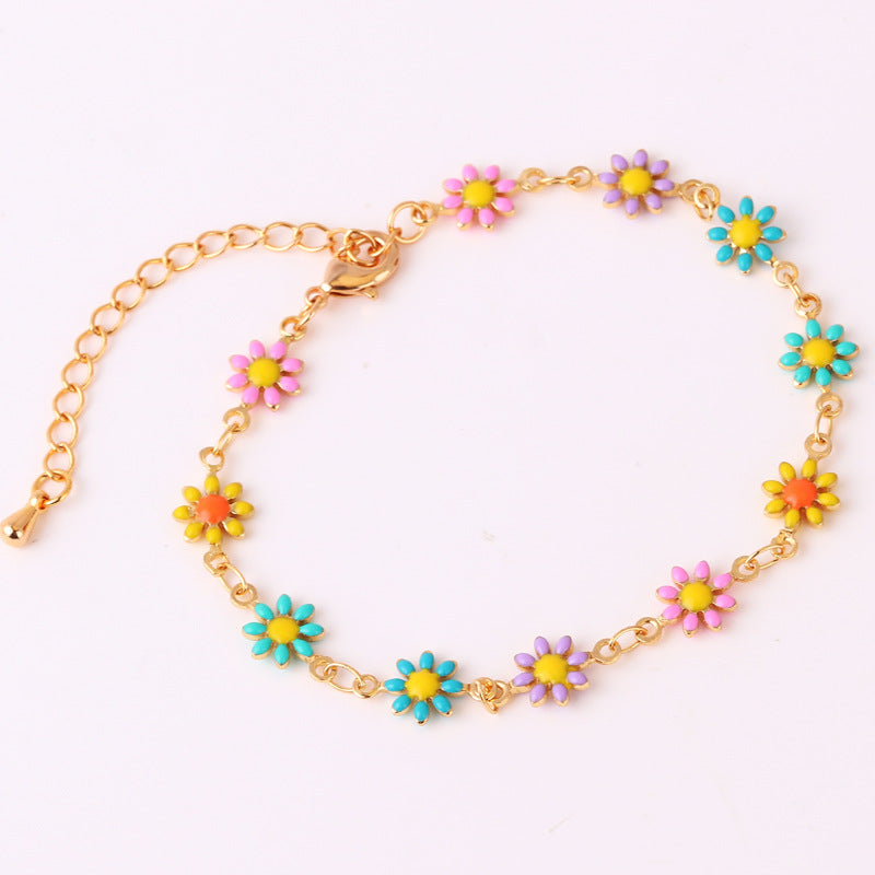 Fashion Flower Brass Gold Plated Necklace In Bulk