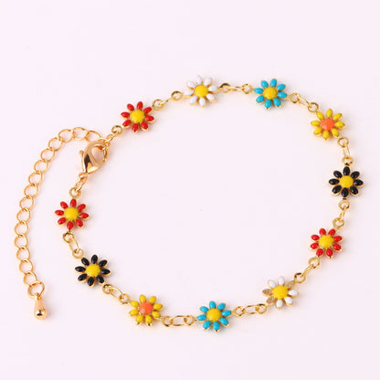 Fashion Flower Brass Gold Plated Necklace In Bulk