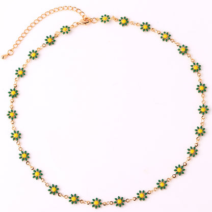 Fashion Flower Brass Gold Plated Necklace In Bulk