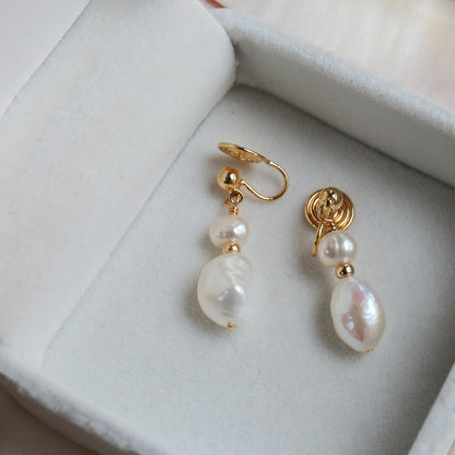 Elegant Geometric Pearl Earrings 1 Pair