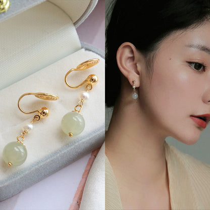 Elegant Geometric Pearl Earrings 1 Pair