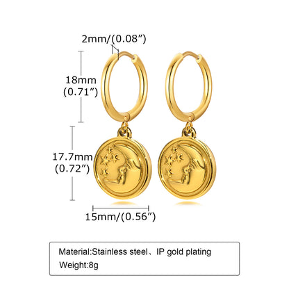 Simple Style Tortoise Round Dragonfly Stainless Steel Plating Drop Earrings 1 Pair