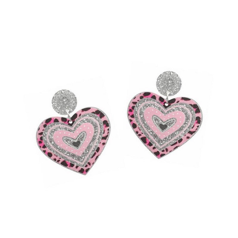 1 Pair Sweet Heart Shape Arylic Printing Women's Drop Earrings