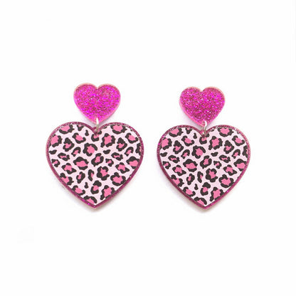 1 Pair Sweet Heart Shape Arylic Printing Women's Drop Earrings