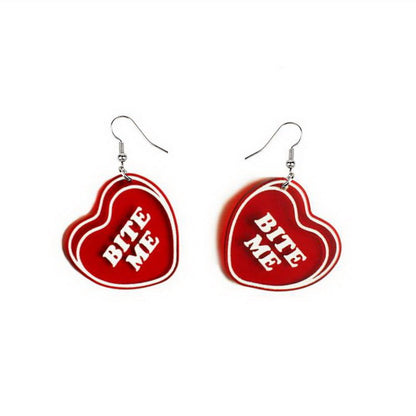 1 Pair Sweet Heart Shape Arylic Printing Women's Drop Earrings