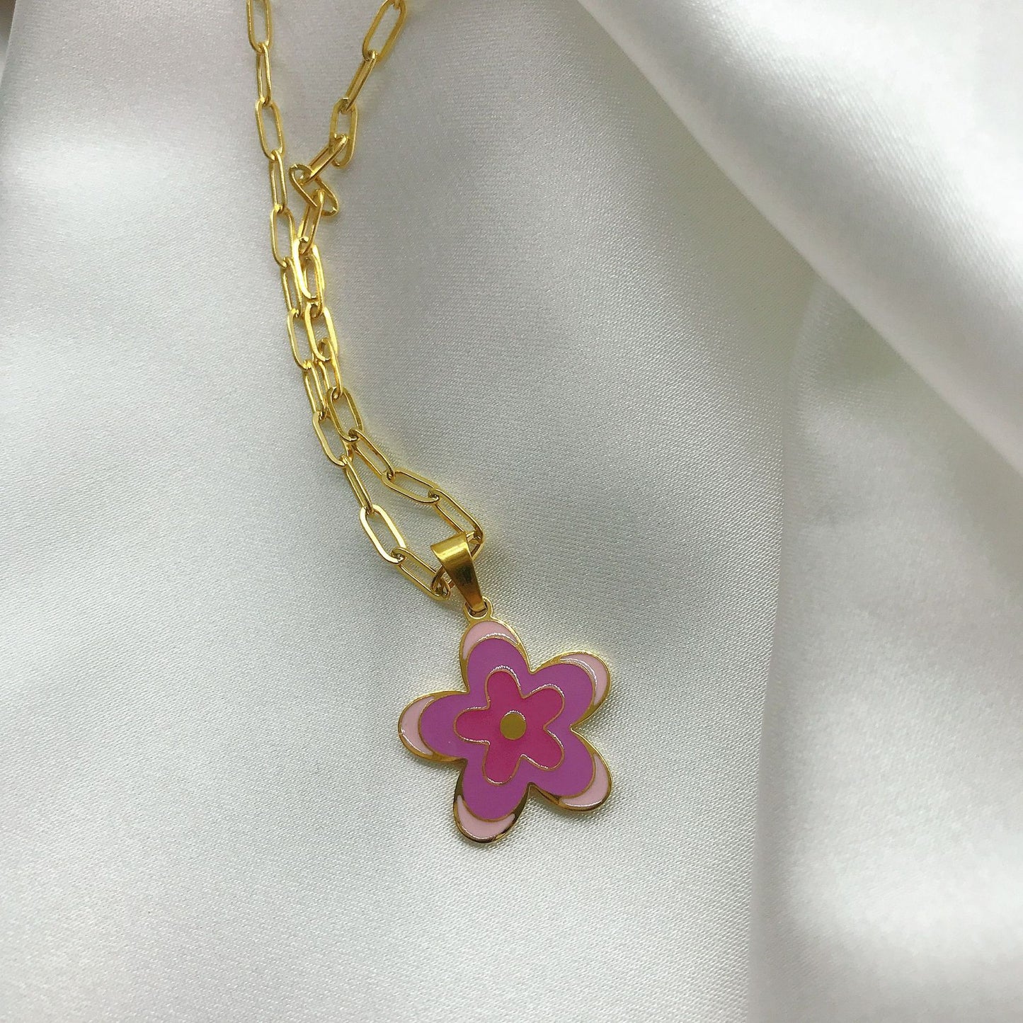 Simple Style Flower Copper Plating 18k Gold Plated Pendant Necklace