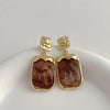 Simple Style Square Resin Copper Irregular Plating Earrings 1 Pair