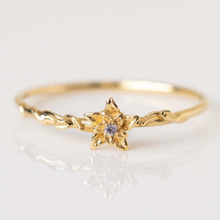 Elegant Glam Classic Style Flower Copper Plating Inlay Birthstone Gold Plated Rings