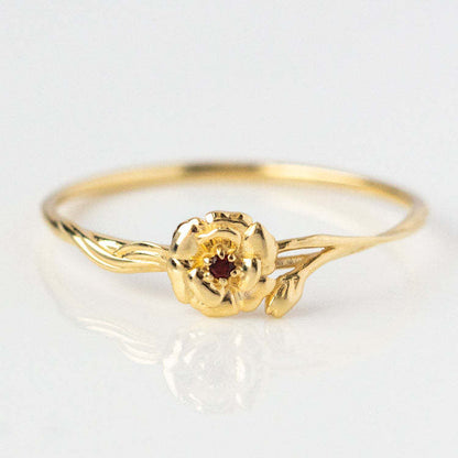 Elegant Glam Classic Style Flower Copper Plating Inlay Birthstone Gold Plated Rings