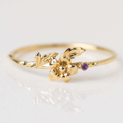 Elegant Glam Classic Style Flower Copper Plating Inlay Birthstone Gold Plated Rings