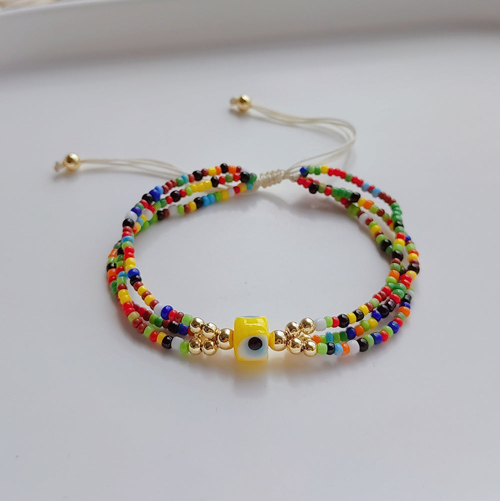 1 Piece Ethnic Style Multicolor Eye Seed Bead Irregular Knitting Women's Bracelets