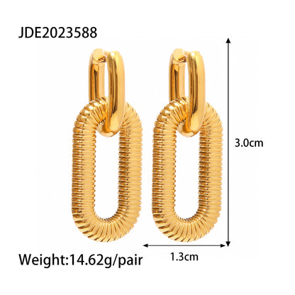 1 Pair Fashion Oval Stainless Steel Plating Drop Earrings