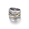 Fashion Geometric Stainless Steel Criss Cross Braid Rhinestones Rings