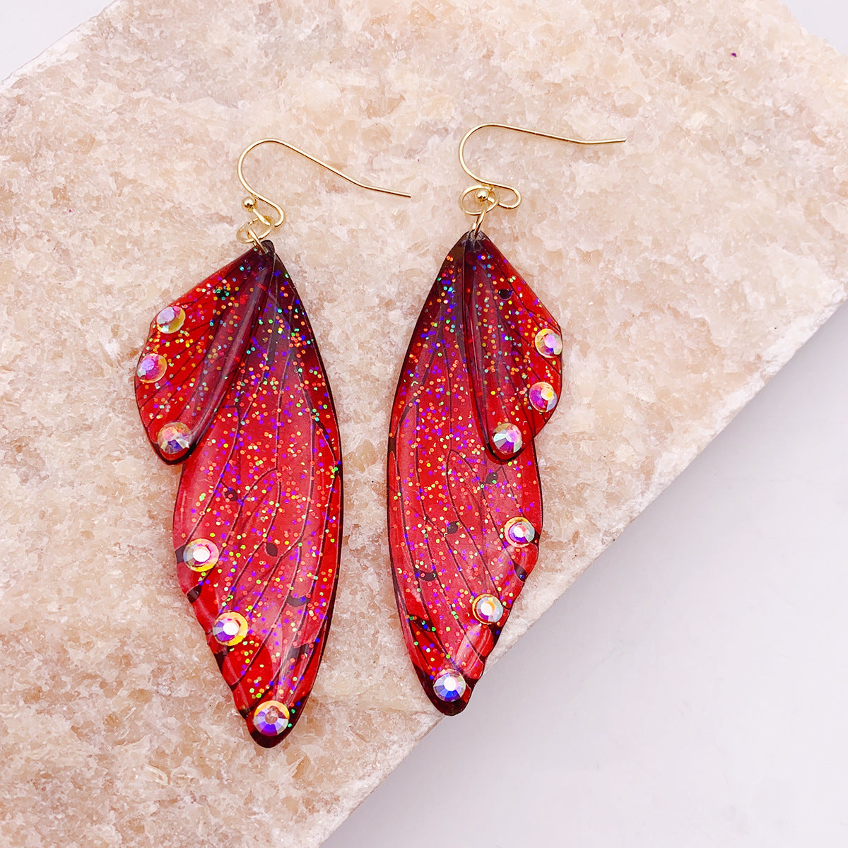 1 Pair Simple Style Wings Copper Epoxy Women'S Drop Earrings