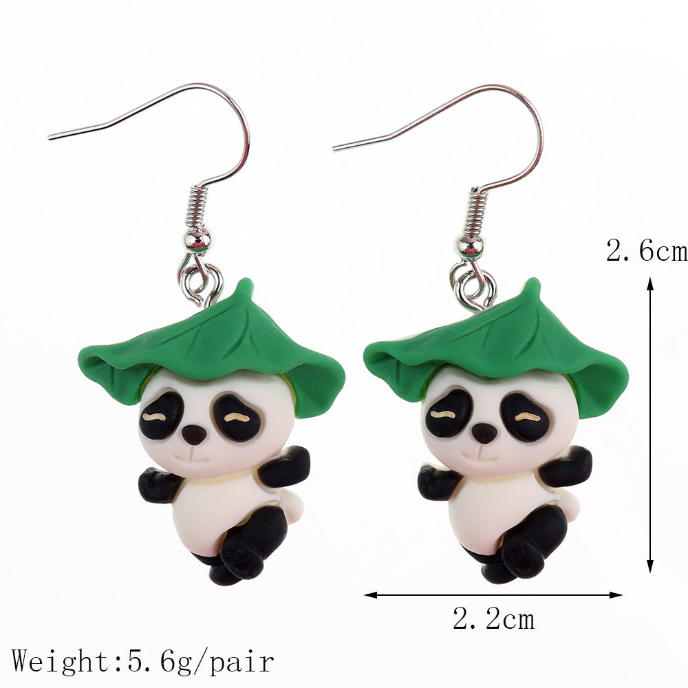 1 Pair Fashion Panda Plastic Resin Patchwork Women's Drop Earrings