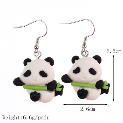 1 Pair Fashion Panda Plastic Resin Patchwork Women's Drop Earrings