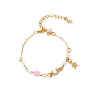 Glam Heart Shape Metal Plating Artificial Pearls Rhinestones Women'S Bracelets