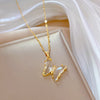 Wholesale Elegant Butterfly Titanium Steel Copper Inlay Artificial Crystal Earrings Necklace