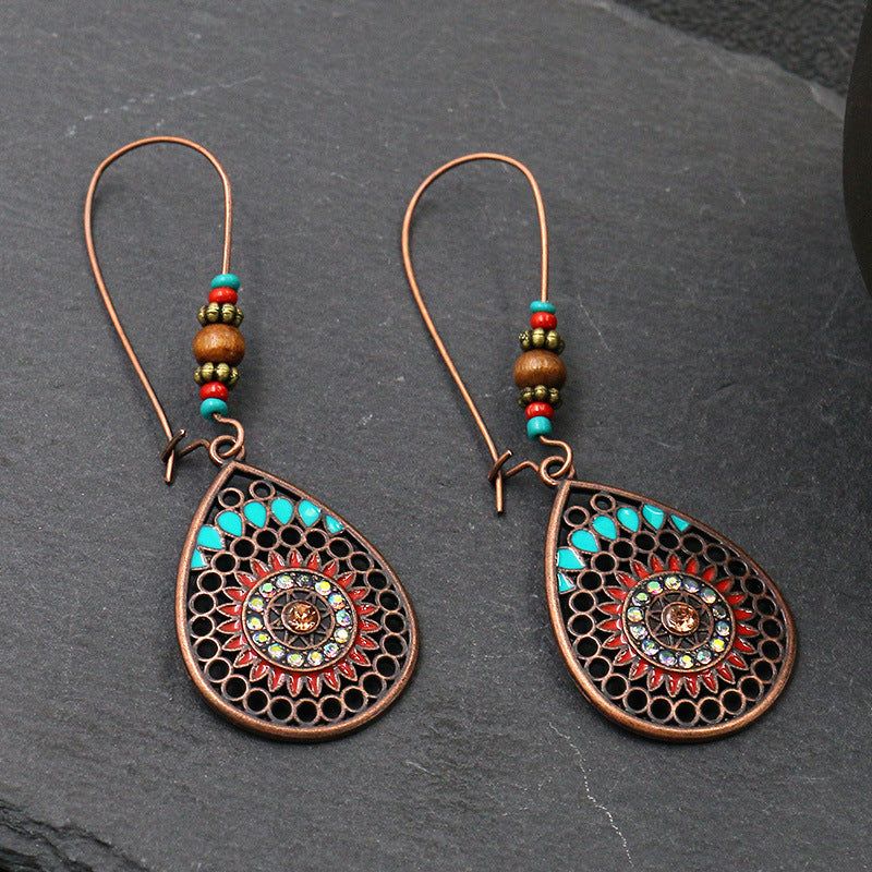 Wholesale Jewelry 1 Pair Bohemian Geometric Alloy Turquoise Drop Earrings