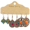 Wholesale Jewelry 1 Set Bohemian Round Water Droplets Flower Alloy Earrings